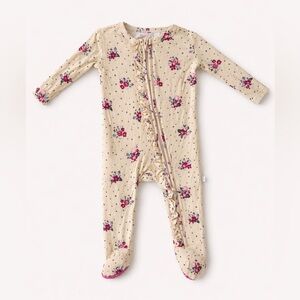 Posh Peanut 0-3m Floral Footed One-Piece Pyjamas - Floral Bamboo Baby Sleeper